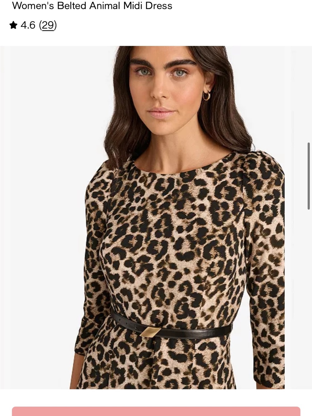 Calvin Klein Animal print puff sleeve Midi Dress size 8